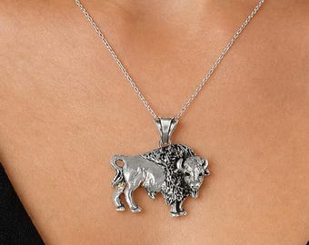 Bison Jewelry Buffalo Pendant Jewelry Sterling Silver Handmade Bison Pendant BUF6-P