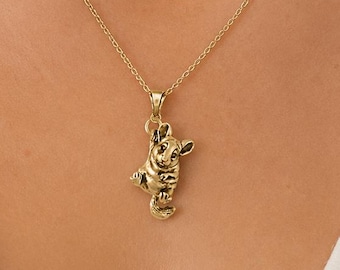 Chinchilla Pendant 14K Gold Vermeil Handmade Dimensional Chinchilla Necklace Jewelry Gift  CL3-Pvm