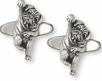 Pug Cufflinks Jewelry Sterling Silver Handmade Dog Cufflinks  PG28-CL