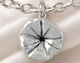 Charm gloire du matin en argent sterling, breloque fleur de gloire du matin fait main, cadeau de bijoux botaniques MGL-C