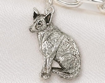 Australian Cattle Dog Charm Sterling Silver Blue Heeler Bracelet Charm Handmade Breed Jewelry ACD6-C