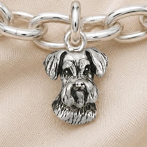 Schnauzer Charm Sterling Silver, Schnauzer Dog Bracelet Charm, Bearded Dog Jewelry, Schnauzer Mom Gift, Pet Memorial Keepsake SZ44H-C image 1