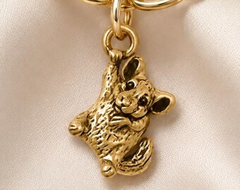 Chinchilla Charm, 14K Gold Vermeil Chinchilla Jewelry, Handmade Chinchilla Bracelet Charm, Chinchilla Gift CL14-Cvm