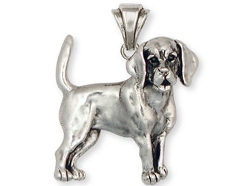 Beagle Dog Pendant Sterling Silver Handmade Beagle Jewelry Dog Lover Gift Beagle Necklace Unique Dog Pendant  BG11-C