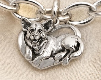 Australian Cattle Dog Charm Sterling Silver, Blue Heeler Jewelry, Red Heeler Charm, Working Dog Memorial Gift, Cattle Dog Keepsake ACD1-C
