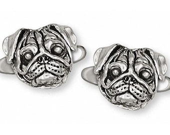 Pug Jewelry Sterling Silver Handmade Dog Cufflinks  PGJK-CL