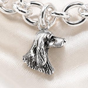 Irish Setter Charm Sterling Silver, Handmade Red Setter Dog Bracelet Charm, Dimensional Irish Setter Jewelry Gift for Dog Owners IS4H-C