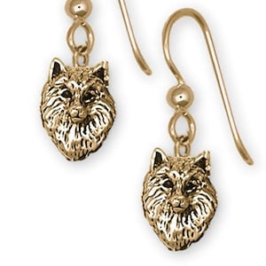 Samoyed Jewelry 14k Yellow Gold Handmade Samoyed Earrings  SM2-FWG