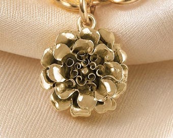 Marigold Charm 14K Gold Vermeil, Handmade October Birth Flower Charm, Marigold Jewelry Gift MRG1-CVM