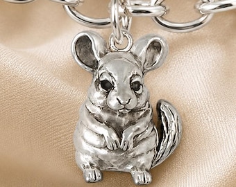 Chinchilla Charm, Sterling Silver Chinchilla Bracelet Charm, Chinchilla Jewelry, Chinchilla Gift  CL10-C