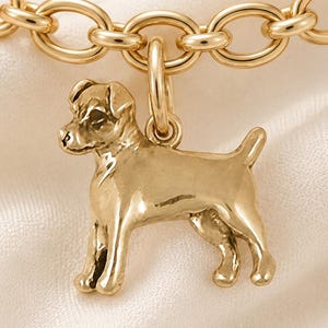 Jack Russell Charm 14K Gold Vermeil Handmade Terrier Jewelry, Jack Russell Terrier Charm, JRT Charm Bracelet  J12-Cvm
