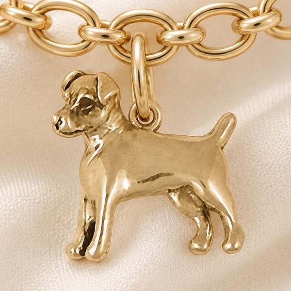 Jack Russell Charm 14K Gold Vermeil Handmade Terrier Jewelry, Jack Russell Terrier Charm, JRT Charm Bracelet  J12-Cvm