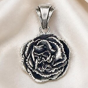 Carnation Pendant Sterling Silver Handmade Carnation Flower Necklace Floral Jewelry CN1-P
