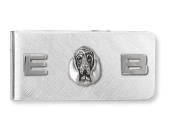 Joyería Bloodhound: Clip para billetes de perro, joyería Bloodhound, clip para billetes de perro hecho a mano en plata esterlina BHD4-MC