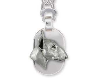 Bull Terrier-sieraden handgemaakte sterlingzilveren Bull Terrier-sleutelhanger BU62X-KRE