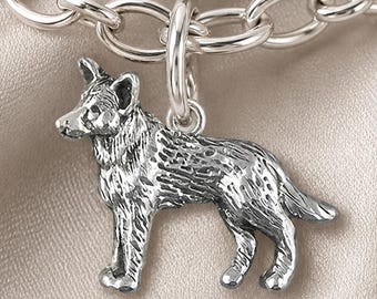 Australian Cattle Dog Charm Sterling Silver, Handmade Cattle Dog Bracelet Charm, Australian Cattle Dog Jewelry Gift ACD8-C