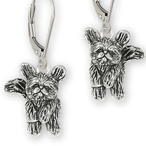 Lhasa Apso Jewelry Sterling Silver Handmade Playful Lhasa Earrings  LSZ33-KW