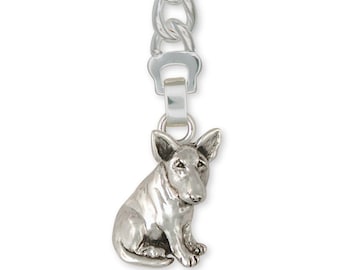 Bull Terrier-sleutelhanger Handgemaakte sterlingzilveren hondensieraden BU9-KR