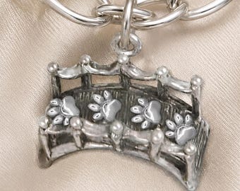 Rainbow Bridge Charm Sterling Silver, Paw Print Pet Memorial Charm, Handmade Pet Loss Gift  RBB1-C