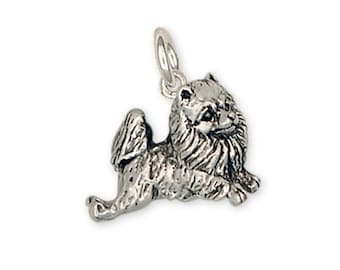 Pomeranian Angel Charm Handmade Sterling Silver Dog Jewelry PM9-AC