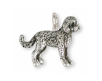 Labradoodle Charm Slide Jewelry Sterling Silver Handmade Dog Charm Slide LDD10-P