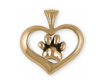 Dog Paw Pendant Jewelry 14k Gold Handmade Dog Pendant PAW6-PG