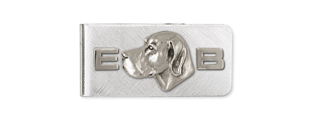 Small Sterlng Slver Great Dane Head Study Wth CZ Collar on A Heart