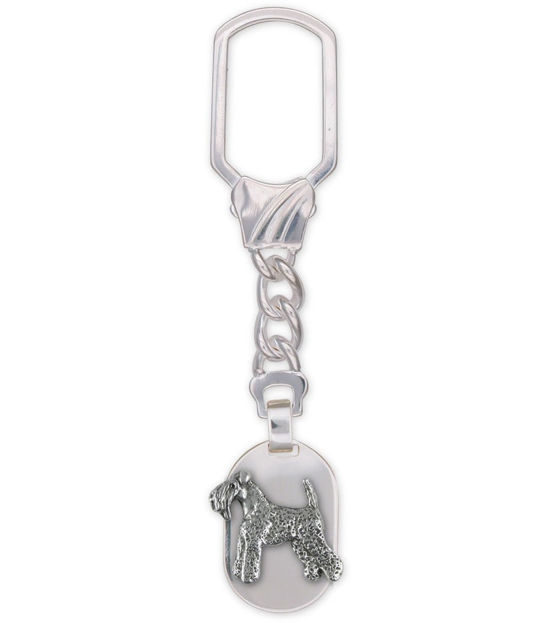 Kerry Blue Terrier Jewelry Sterling Silver Handmade Kerry Blue Terrier Key Ring KB1-KRE