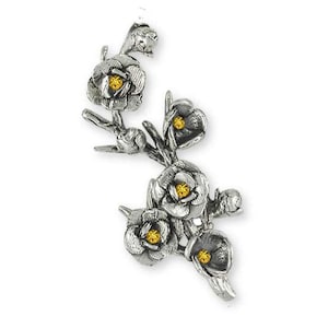 Magnolia Jewelry Magnolia Brooch Pin Jewelry Sterling Silver Handmade Flower Brooch Pin MGS2-BPS