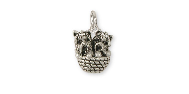 Yorkie Yorkshire Terrier Charm Jewelry Sterling Silver Yorkie Yorkshire Terrier Dog Charm YK17-C