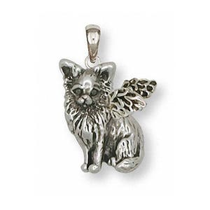 Long Hair Chihuahua Angel Pendant Jewelry Sterling Silver Handmade Dog Pendant CU8-AP