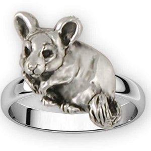 Chinchilla Jewelry Sterling Silver Handmade Chinchilla Ring  CL5-R