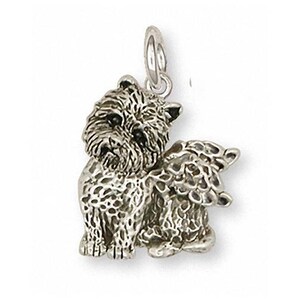 Joyería de Cairn Terrier. Dije de ángel de Cairn Terrier. Joyería de plata de ley. Dije de perro hecho a mano. CNWT7-AC.