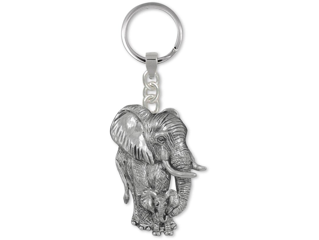 Elephant Key Ring Sterling Silver Handmade Elephant and Calf Etsy