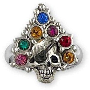 Day Of The Dead Ring Sterling Silver Handmade Dia De Los Muertos Skull Jewelry DOD3-R