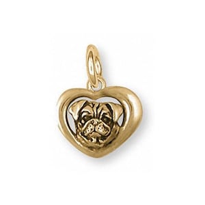 Pug Jewelry 14k Gold Handmade Dog Charm  PG42-CG