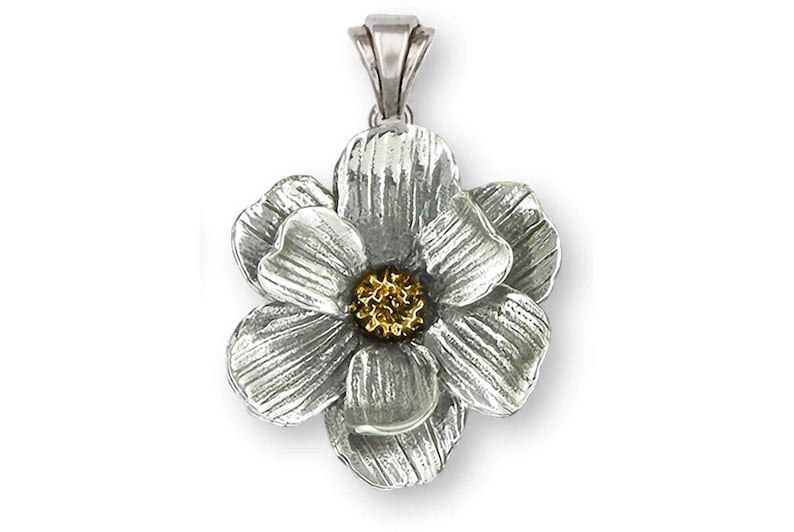 Magnolia Jewelry Silver and 14k Gold Handmade Magnolia Pendant Etsy