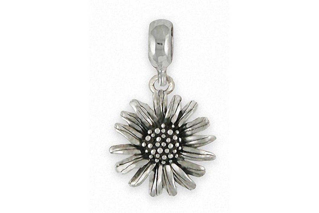 Daisy Charm Slide Jewelry Sterling Silver Handmade Flower Charm