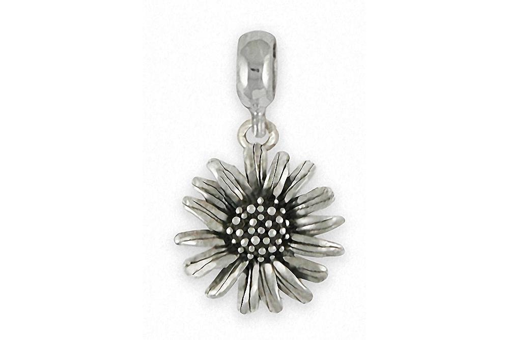 Daisy Charm Slide Jewelry Sterling Silver Handmade Flower Charm