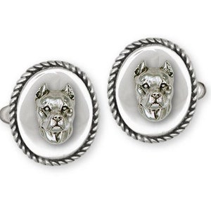 Pit Bull Jewelry Sterling Silver Handmade Pit Bull Cufflinks  PAS22X-CL