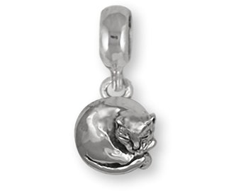 Cat Jewelry Sterling Silver Handmade Cat Charm Slide This Charm Will Fit A Pandora® Slide Bracelet CT38-PNS