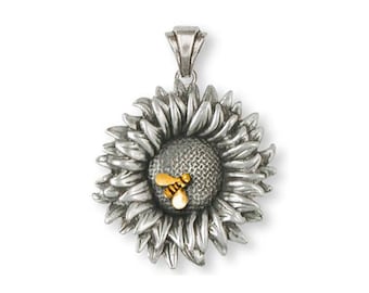 Sunflower Jewelry Sunflower Pendant Jewelry Silver And Gold Handmade Flower Pendant SF3-TNP
