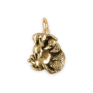 Long And Shorthair Dachshund Jewelry 14k Gold Handmade Double Dachshund Charm  DDA-CG