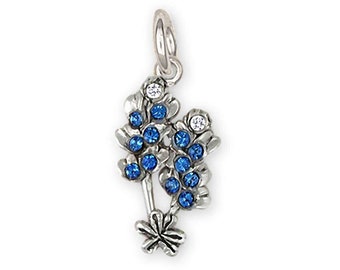Bluebonnet Jewelry Sterling Silver Handmade Bluebonnet Flower Charm  BBD2X-C