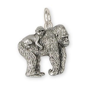 Gorilla Charm Handmade Sterling Silver Wildlife Jewelry GL3S-C