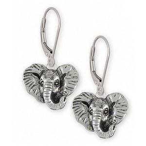 Elephant Jewelry Sterling Silver Elephant Earrings Handmade Wildlife Jewelry EL7H-E