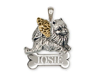 Pomeranian Jewelry Pomeranian Angel Pendant 14k Two Tone Gold Vermeil Dog Jewelry PM9-ANP1