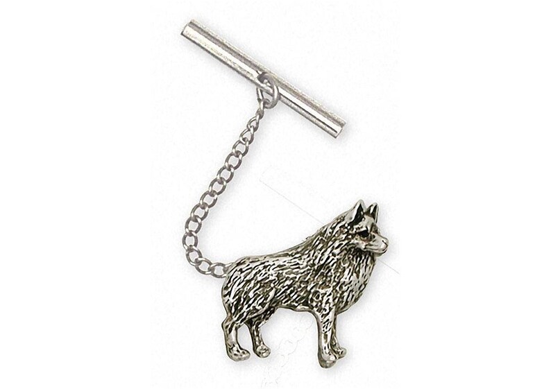 Schipperke Jewelry Sterling Silver Schipperke Tie Tack Handmade Dog Jewelry SC4-TT