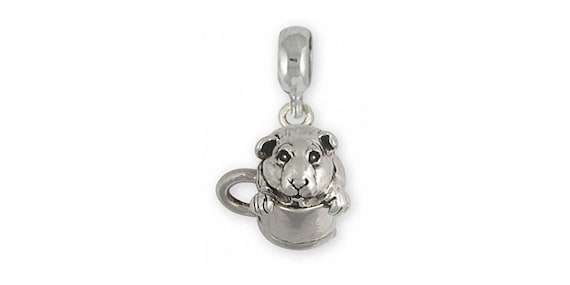 Guinea Pig Charm Slide Jewelry Sterling Silver Handmade Piggie Charm Slide Fits Pandora Bracelet GP9 PNS