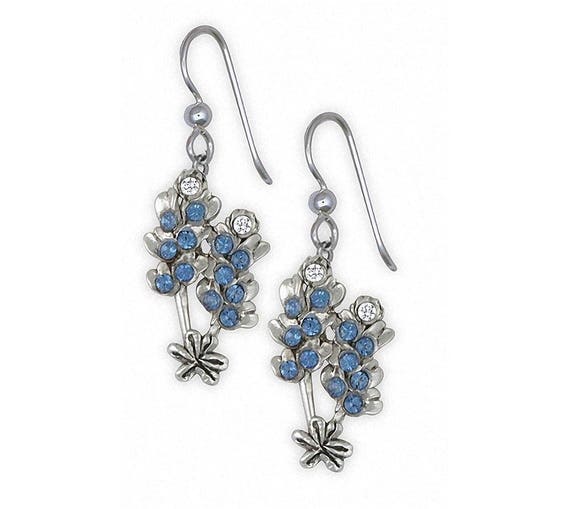 Bluebonnet Flower Dangle Earrings Sterling Silver Bluebonnet Flower Dangle Earrings Sterling Silver
